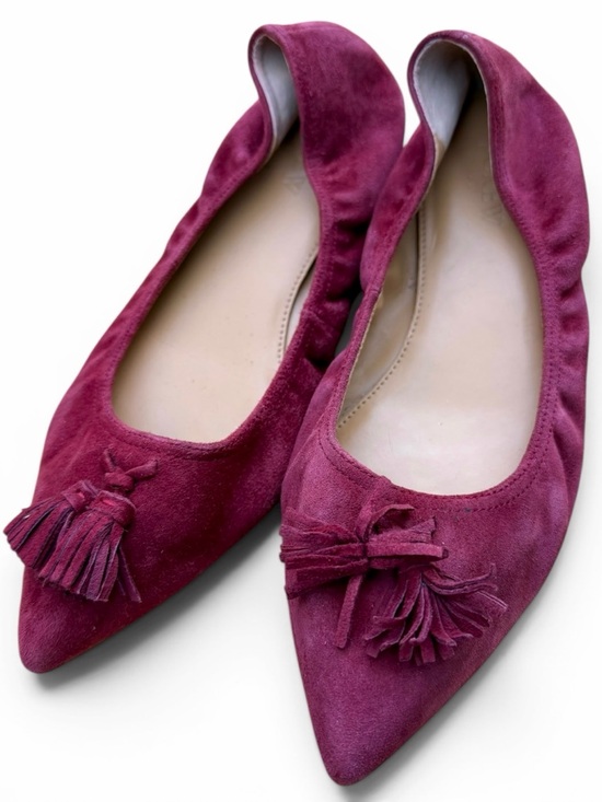 J. Crew Shoes - J.Crew Burgundy Suede‎ Tassel Flats Pointed Toe Leather Size 8.5